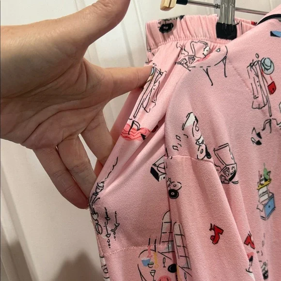 Kate Spade Pink Pajama Set with Black Trim - Picture 5 of 6